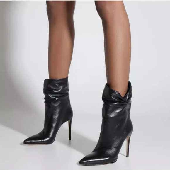 NWB Schutz Sidonie Mid-Calf black Leather Bootie sz 10 - Picture 1 of 7